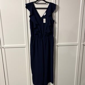 Reitmans Dark Blue Ruffle Jumpsuit